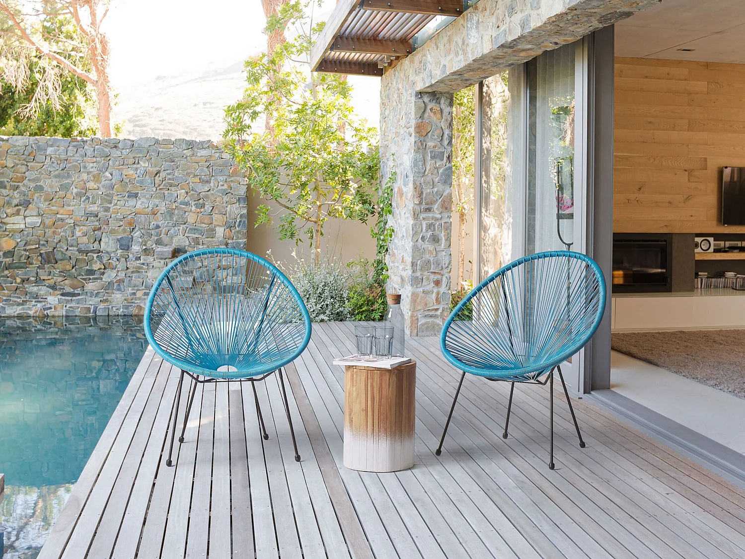Lot de 2 chaises de jardin ACAPULCO II Bleu