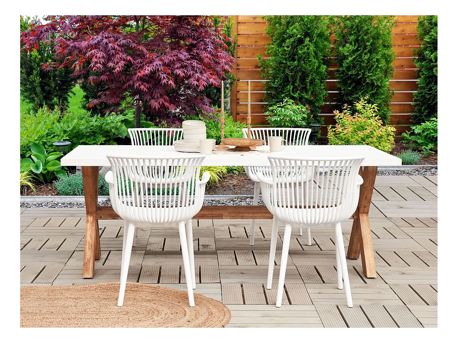 Lot de 4 chaises de jardin PESARO Blanc