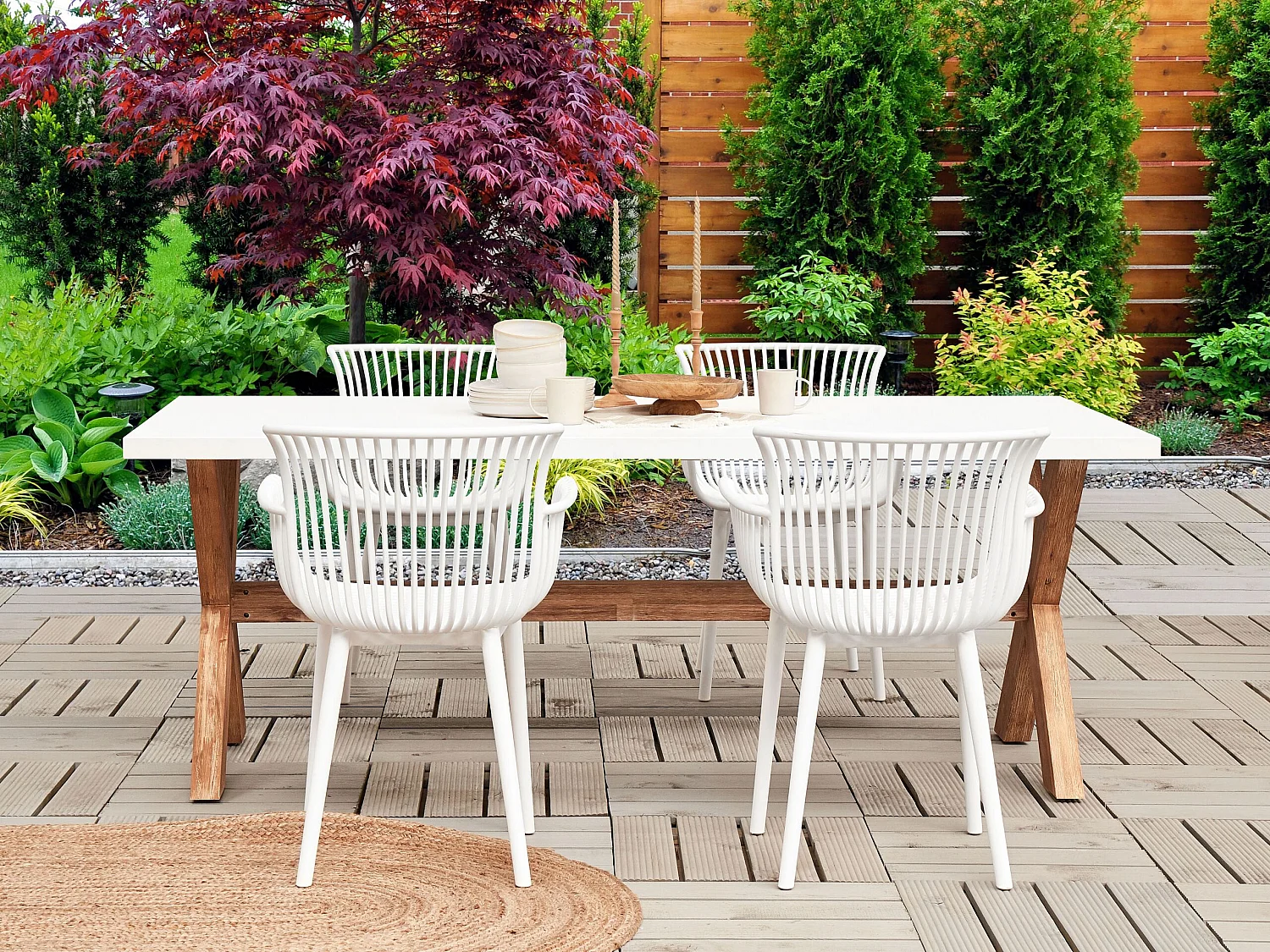Lot de 4 chaises de jardin PESARO Blanc