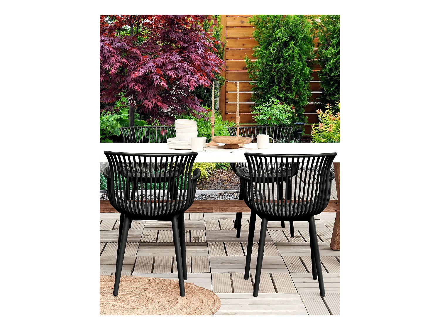 Lot de 4 chaises de jardin PESARO Noir
