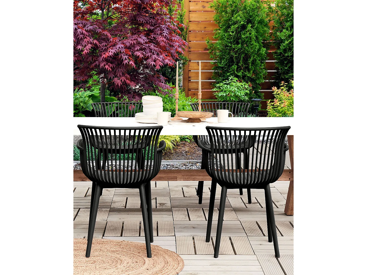 Lot de 4 chaises de jardin PESARO Noir