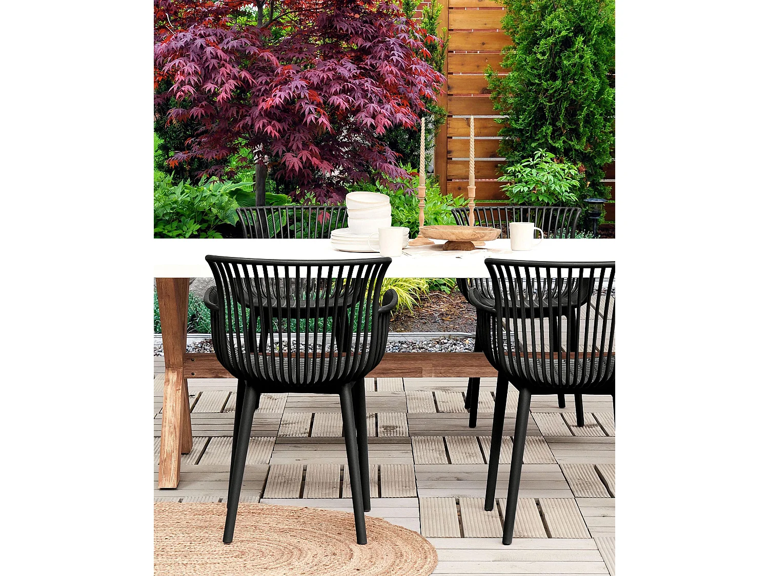 Conjunto de 4 sillas de jardín PESARO Negro