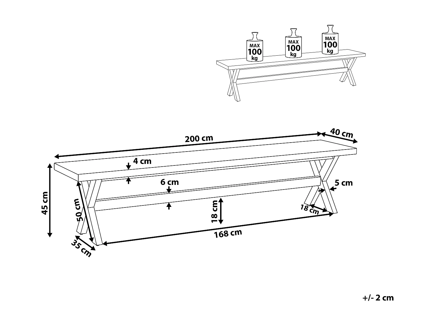 Banc de jardin OLBIA 200 cm Béton Blanc