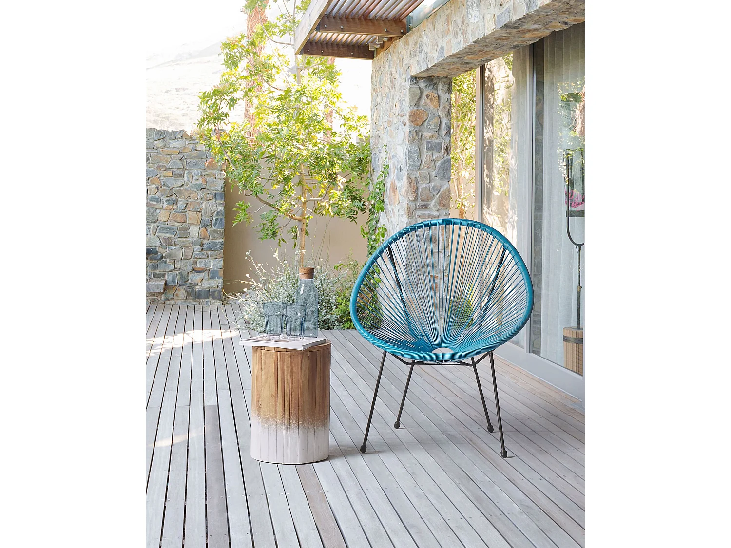 Gartenstuhl ACAPULCO II Polyrattan Blau