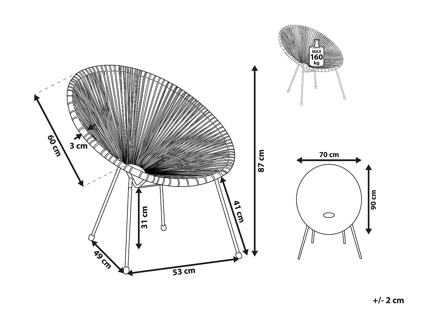 Gartenstuhl ACAPULCO II Polyrattan Blau