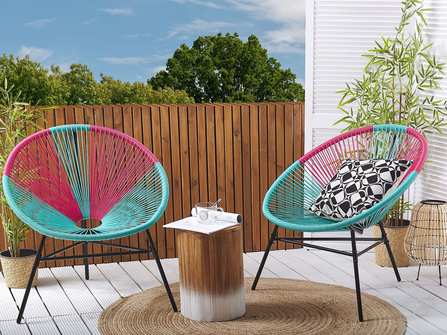 Lot de 2 chaises de jardin ACAPULCO Turquoise