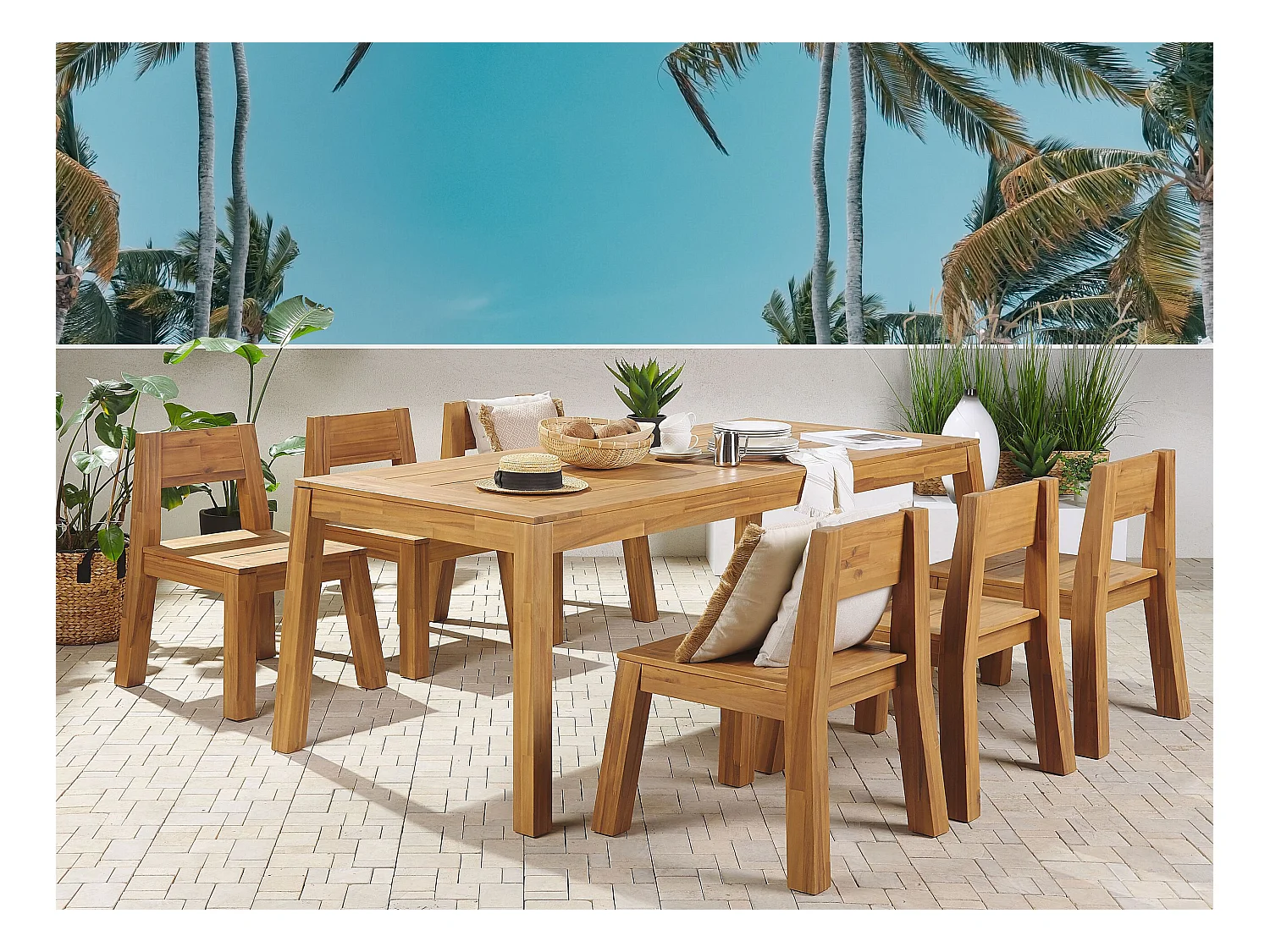 Zestaw 4 krzeseł ogrodowych LIVORNO Drewno akacjowe Brązowy