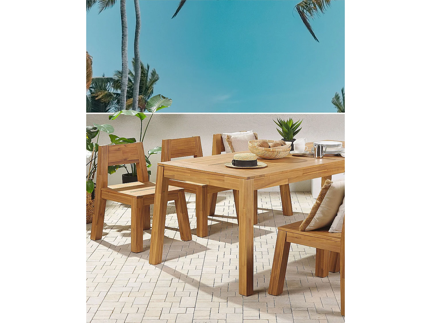 Lot de 4 chaises de jardin LIVORNO Acacia Marron