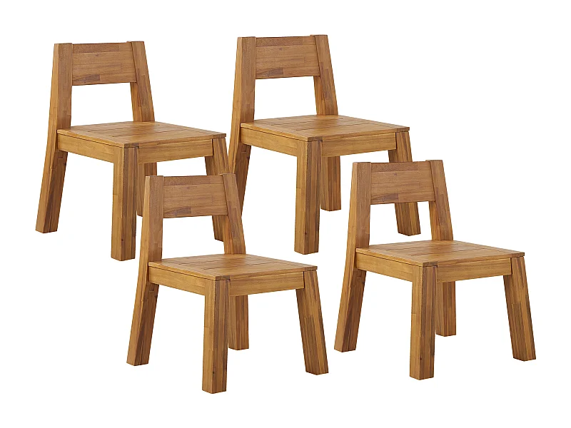 Moderner Gartenstuhl 4er Set mit Rückenlehne Akazienholz hellbraun Rustikal Livorno
