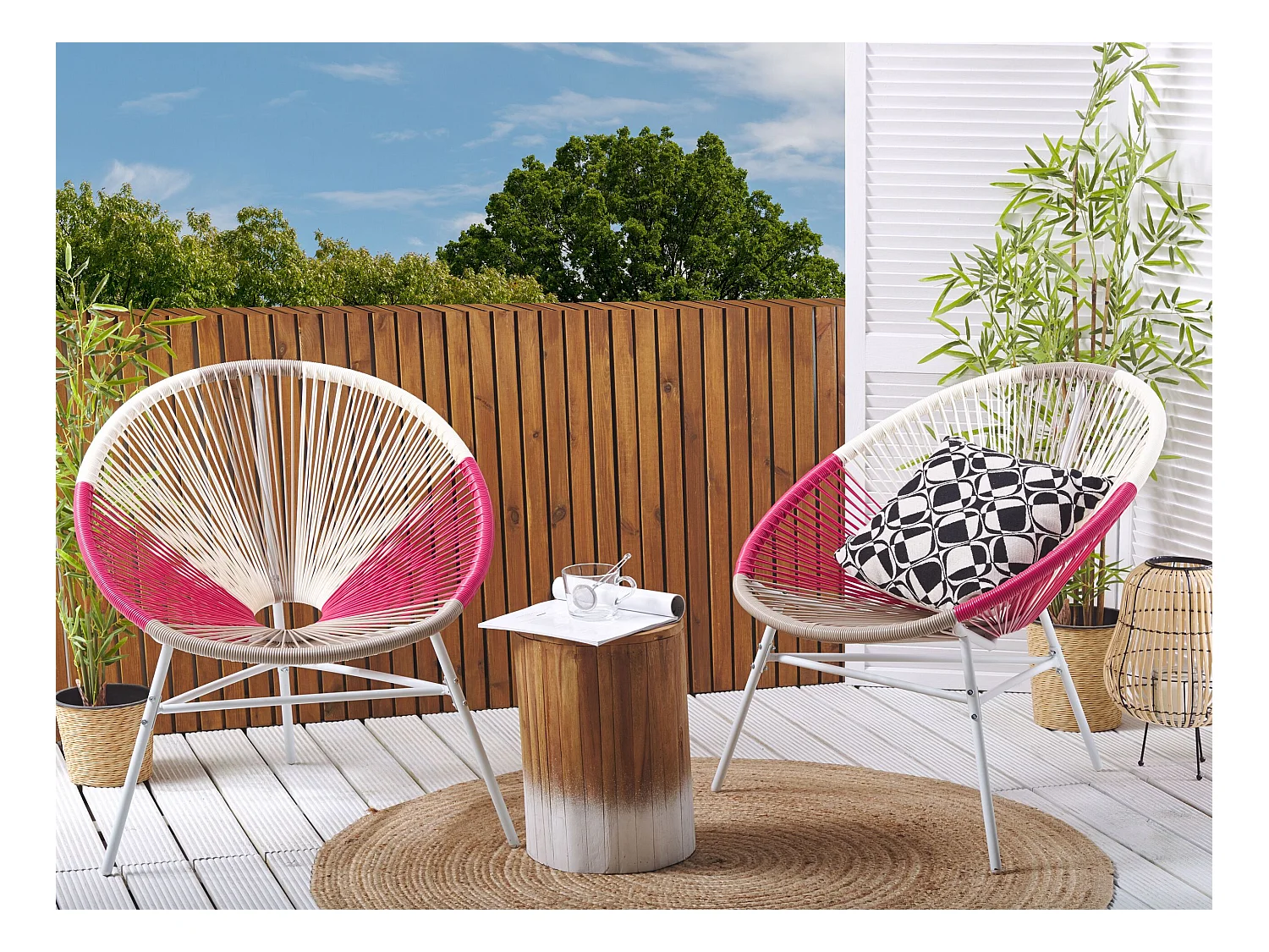 Lot de 2 chaises de jardin ACAPULCO Rose fushia