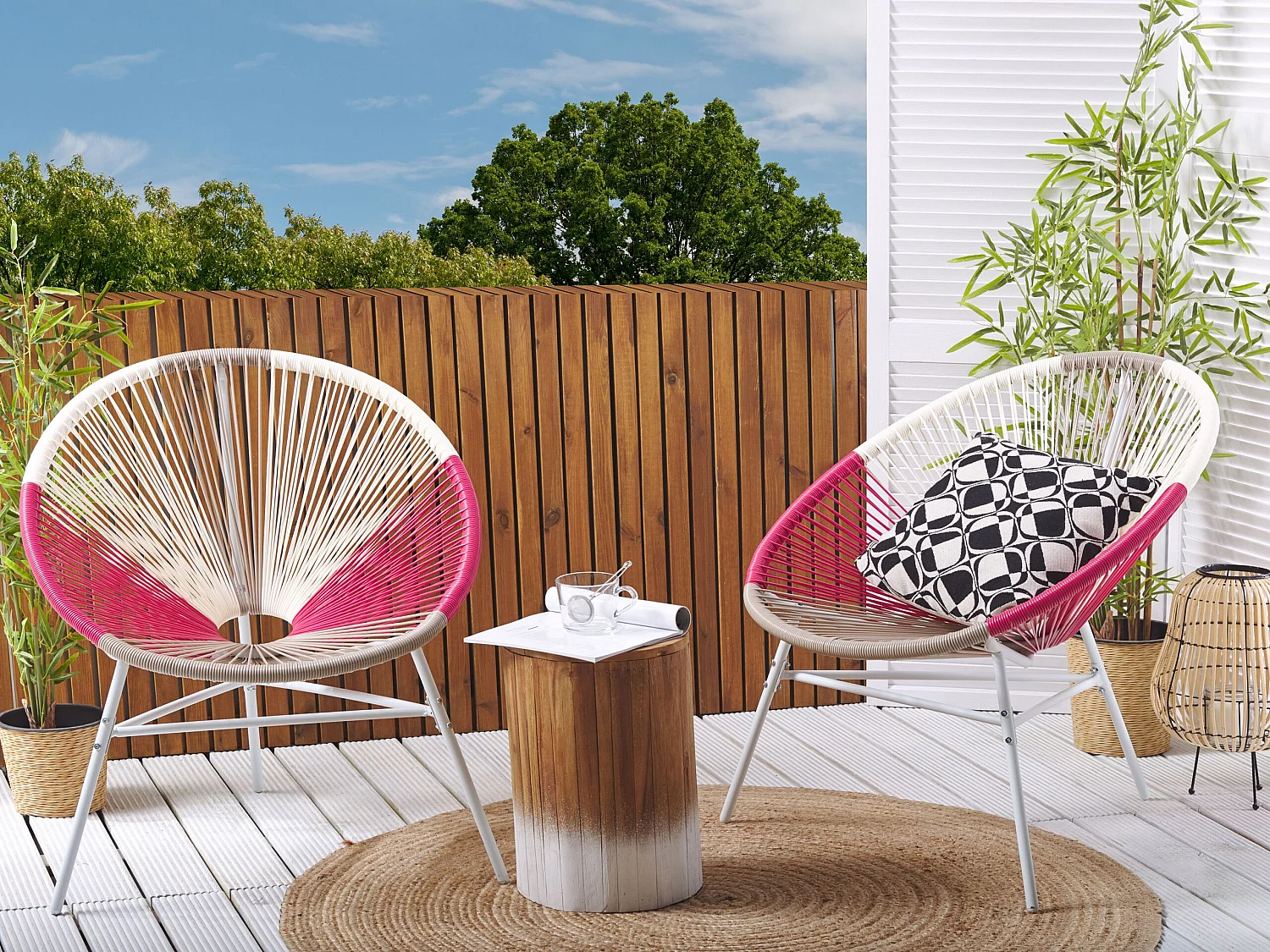 Lot de 2 chaises de jardin ACAPULCO Rose fushia