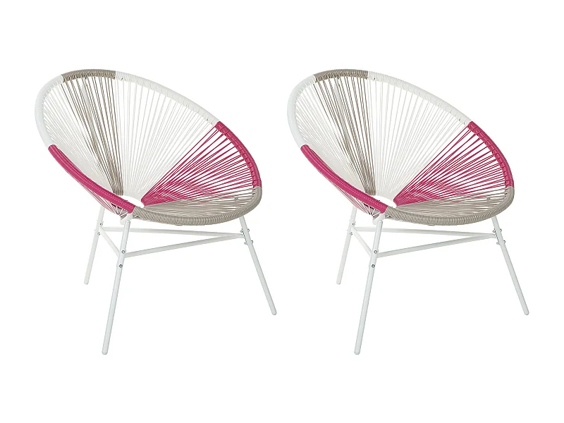 Lot de 2 chaises de jardin ACAPULCO Rose fushia
