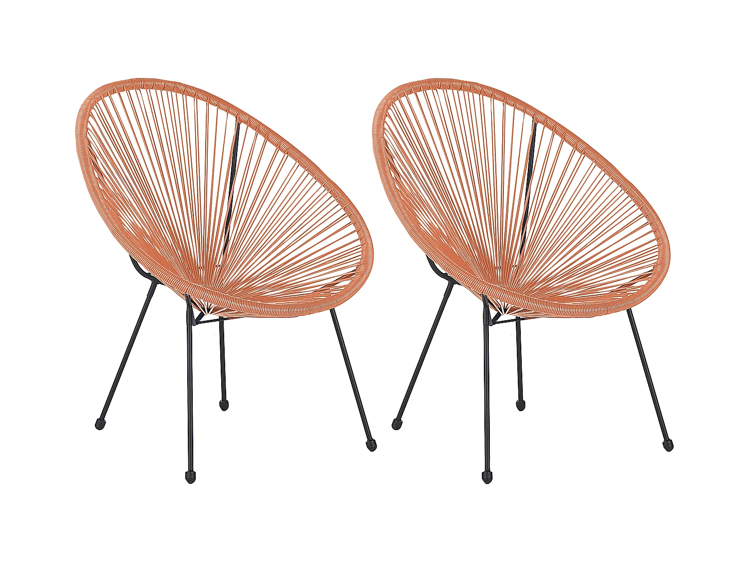 Lustiges Balkonset 2 Stühle Spaghetti Stil Rattan orange Acapulco II