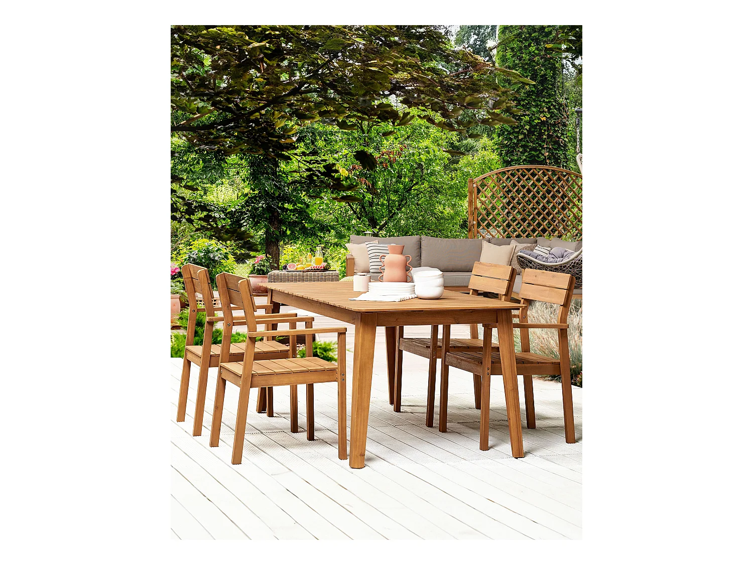 Zestaw 4 krzeseł ogrodowych FORNELLI Drewno akacjowe Brązowy