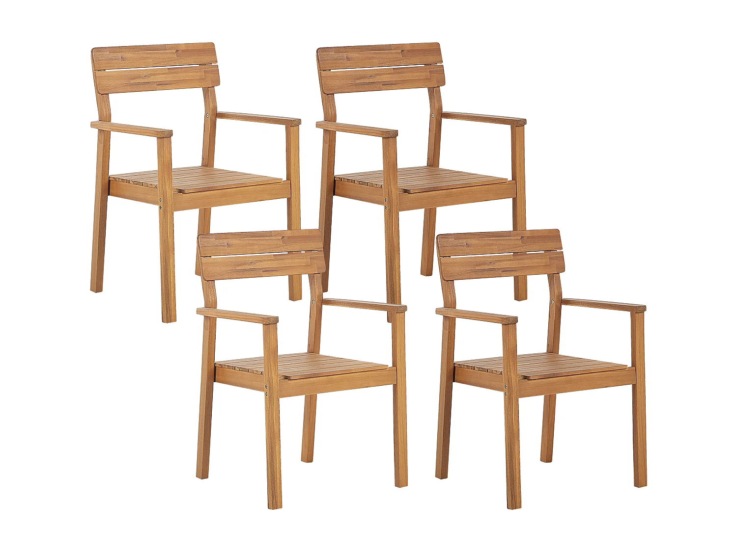 Gartenstühle Akazienholz hellbraun 4er Set mit Armlehnen Fornelli
