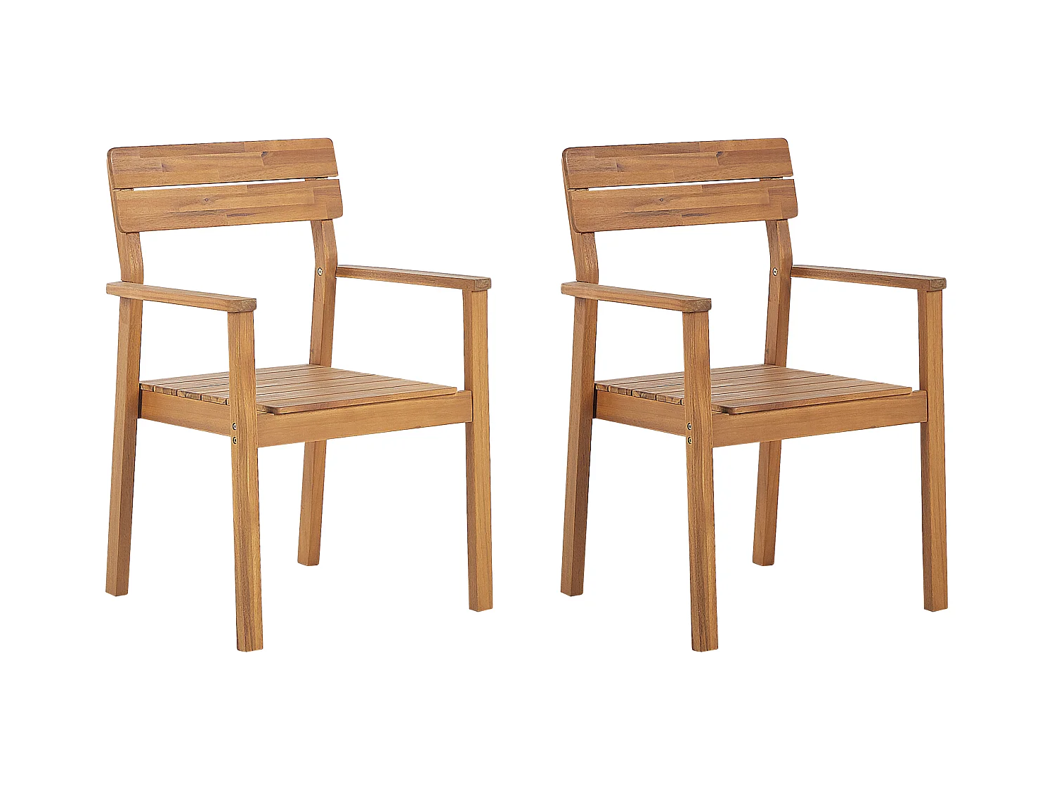 Gartenstühle Akazienholz hellbraun 2er Set mit Armlehnen Fornelli