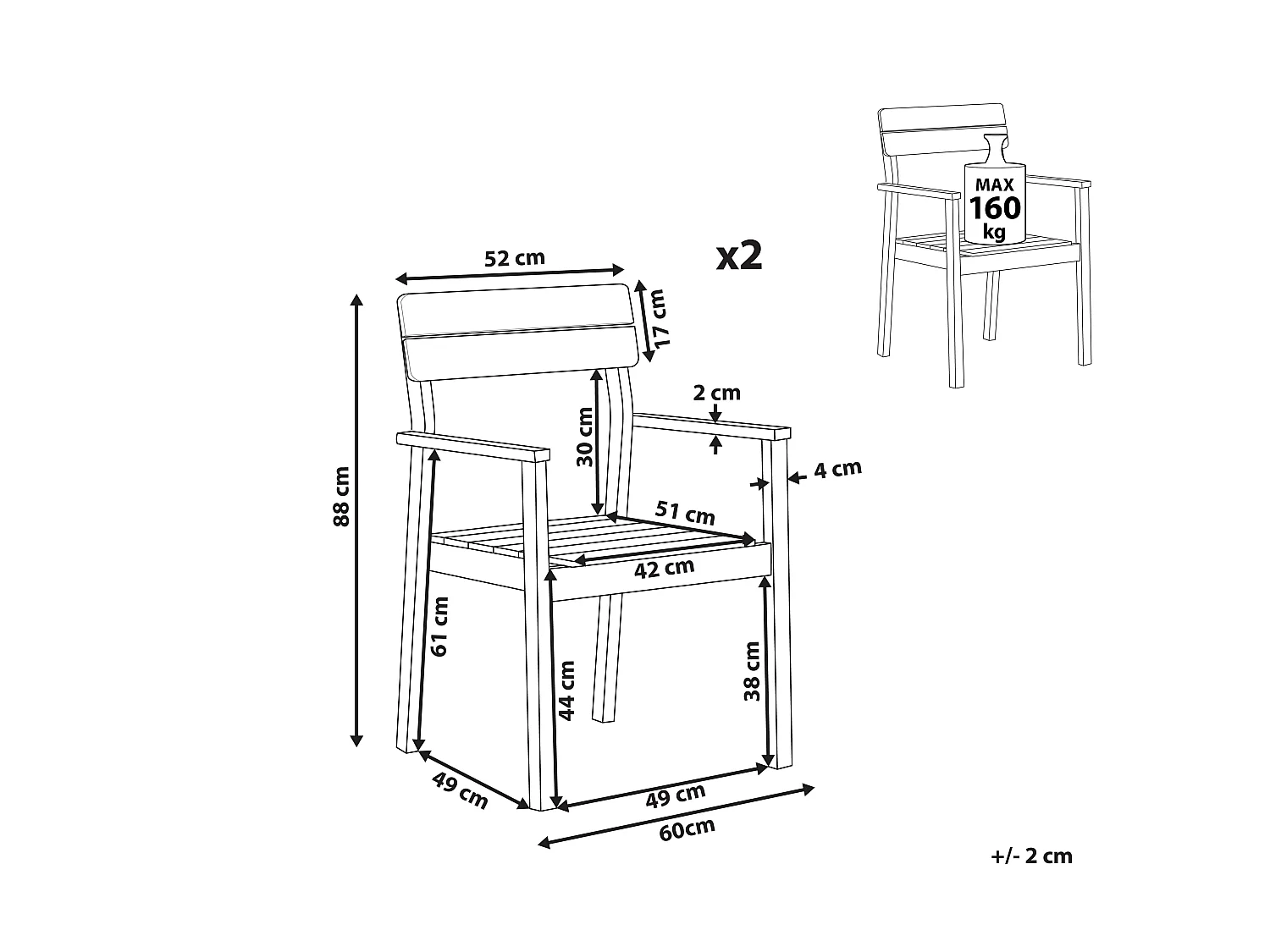 Set van 2 tuinstoelen FORNELLI Acaciahout Bruin