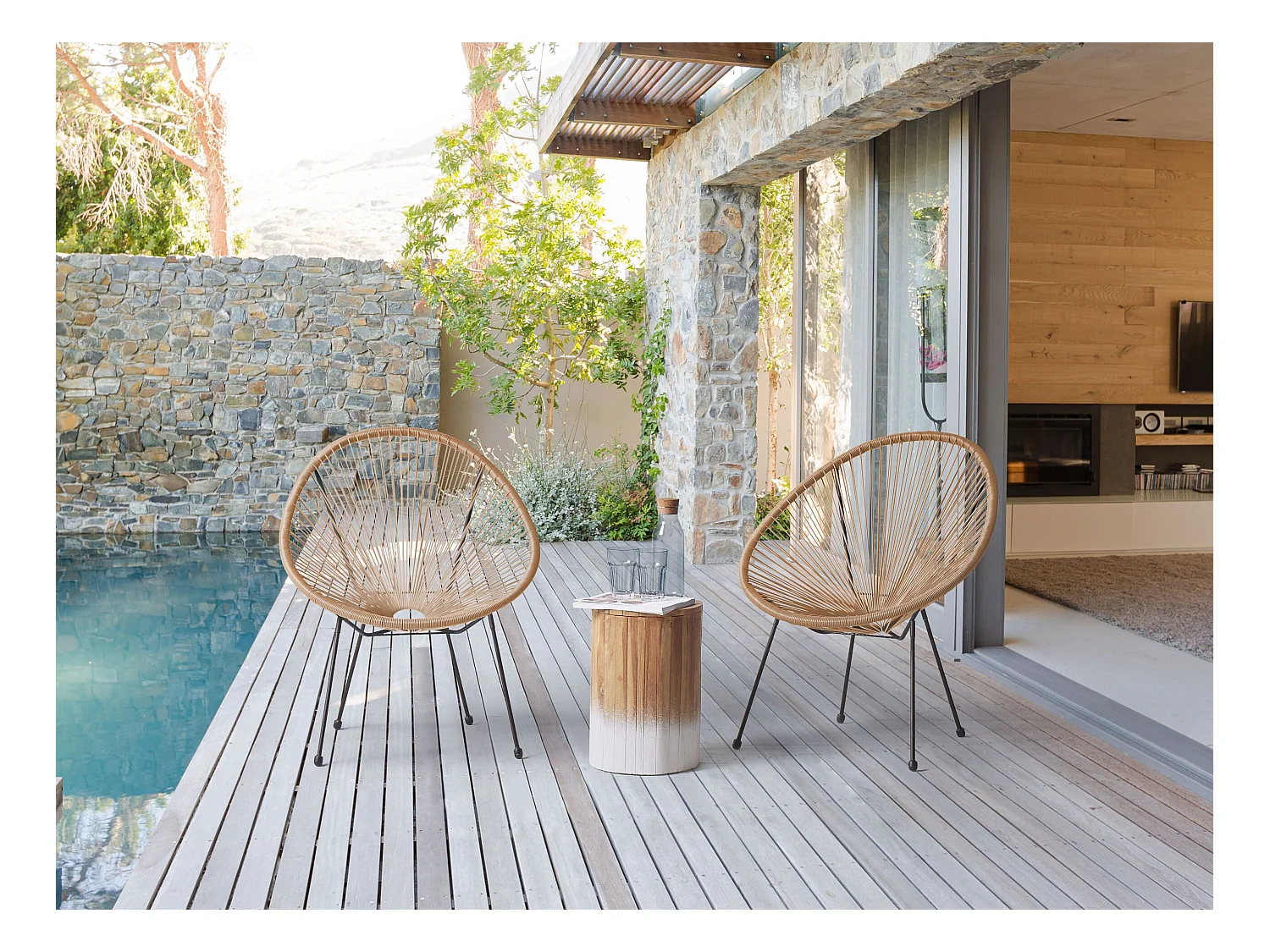 Set van 2 tuinstoelen ACAPULCO II Natuurlijk