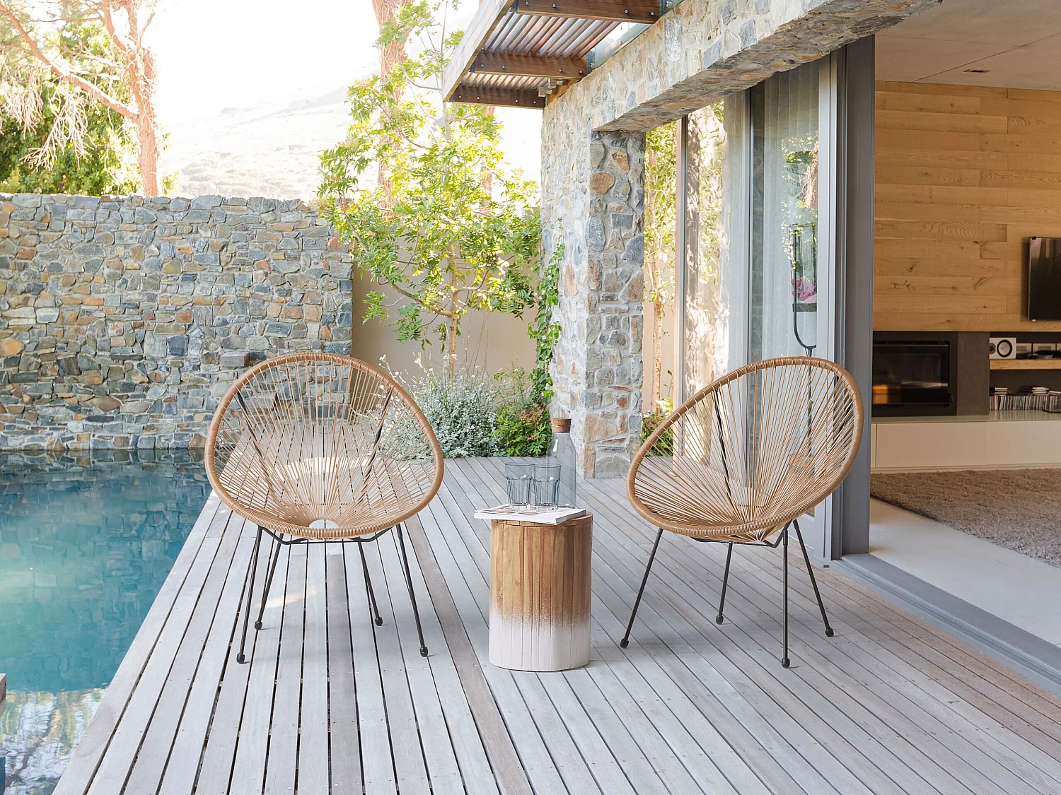 Lot de 2 chaises de jardin ACAPULCO II Naturel
