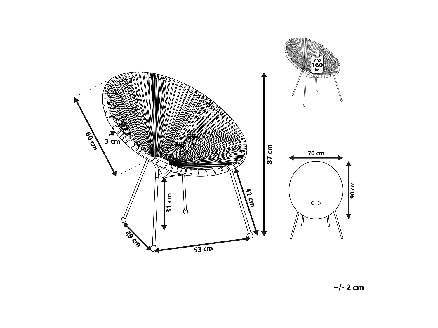 Silla de jardín ACAPULCO II Blanco