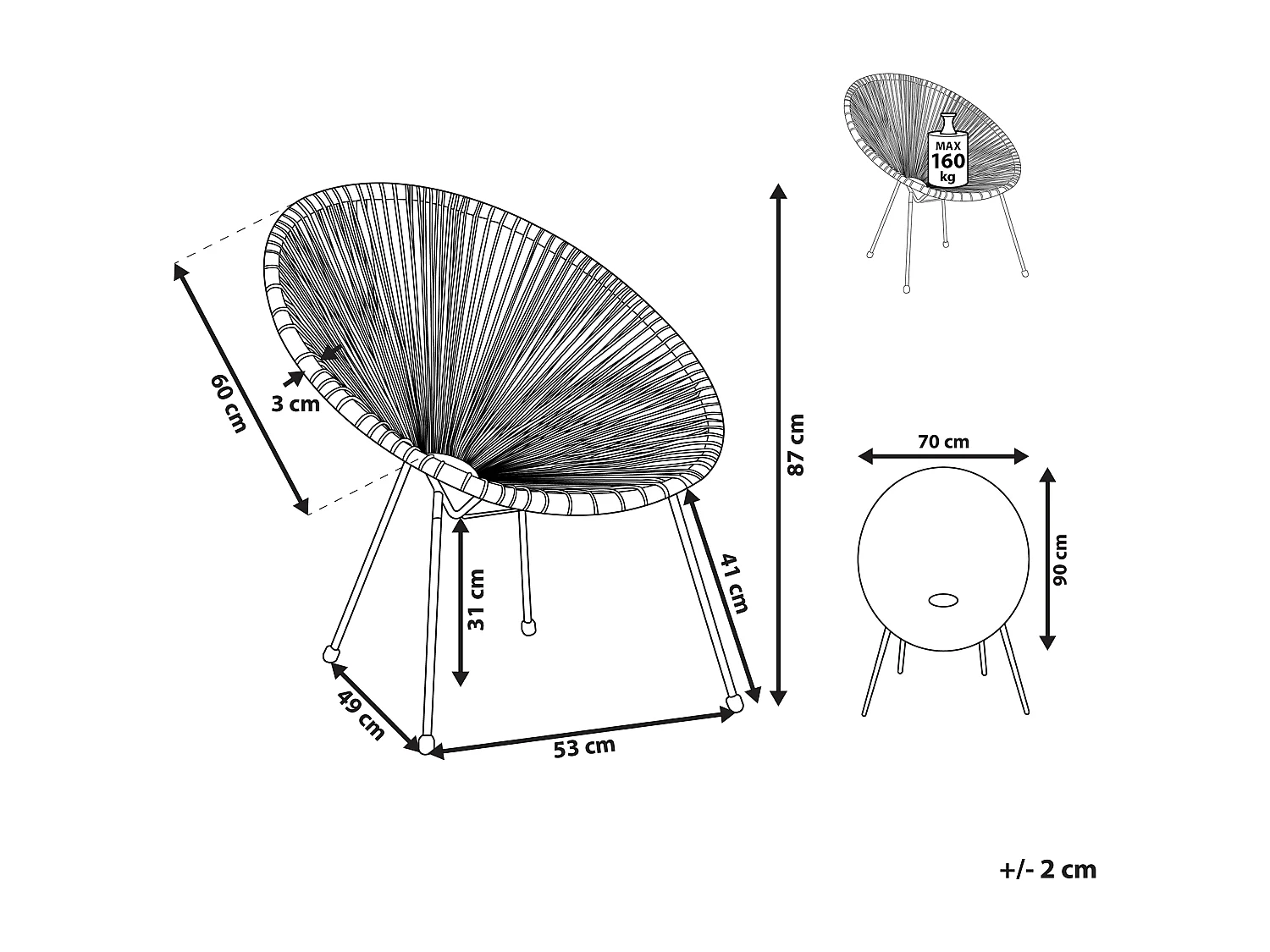 Tuinstoel ACAPULCO II Wit