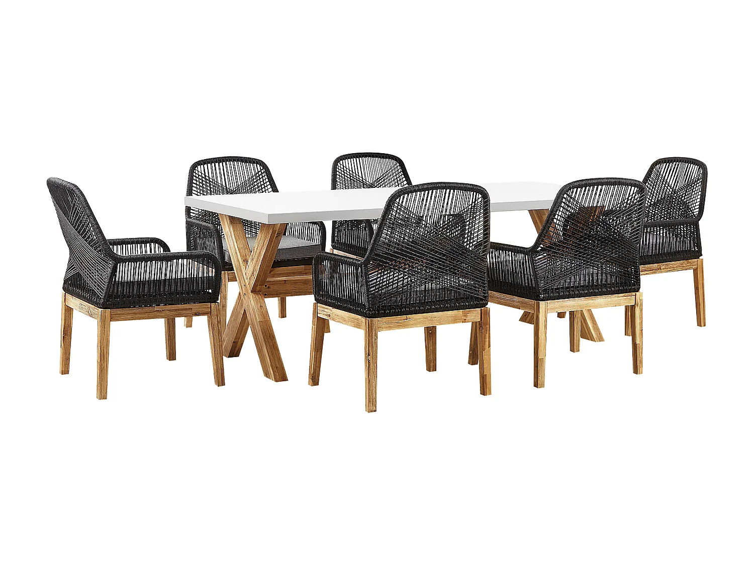 Salle à manger de jardin 6 places OLBIA avec coussins Béton Noir