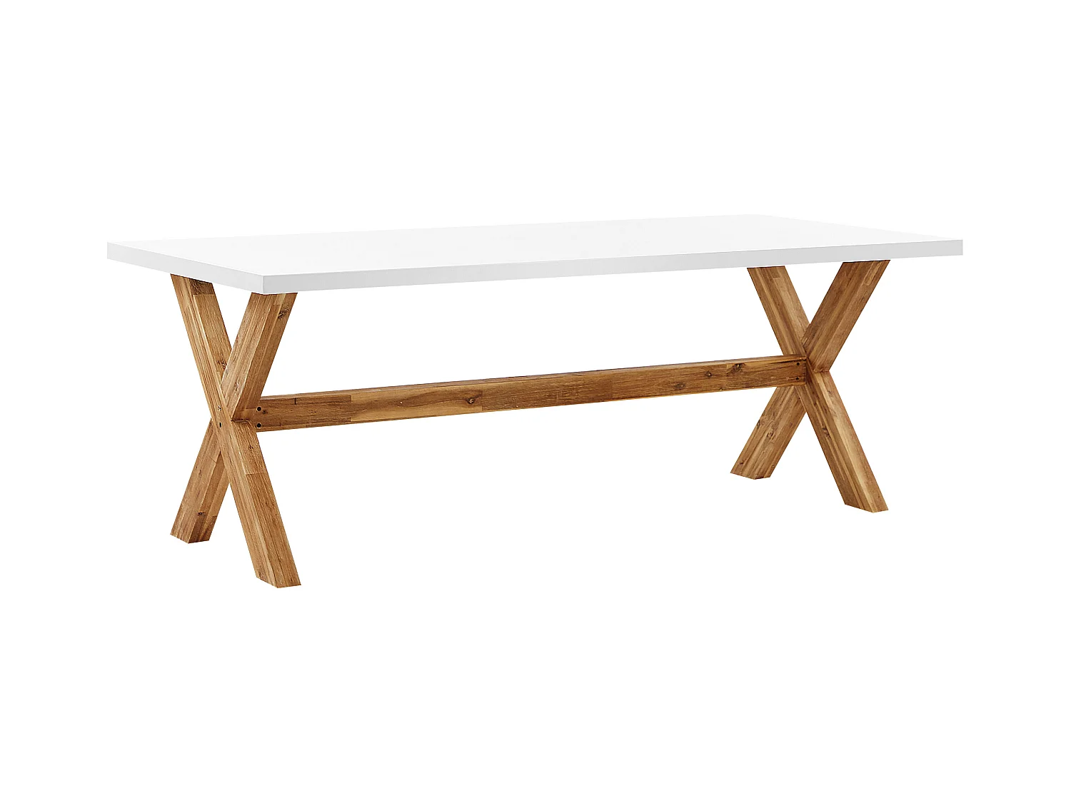 Modernes Gartenset mit Tisch und 2 robusten Bänken aus Faserzement weiß Olbia