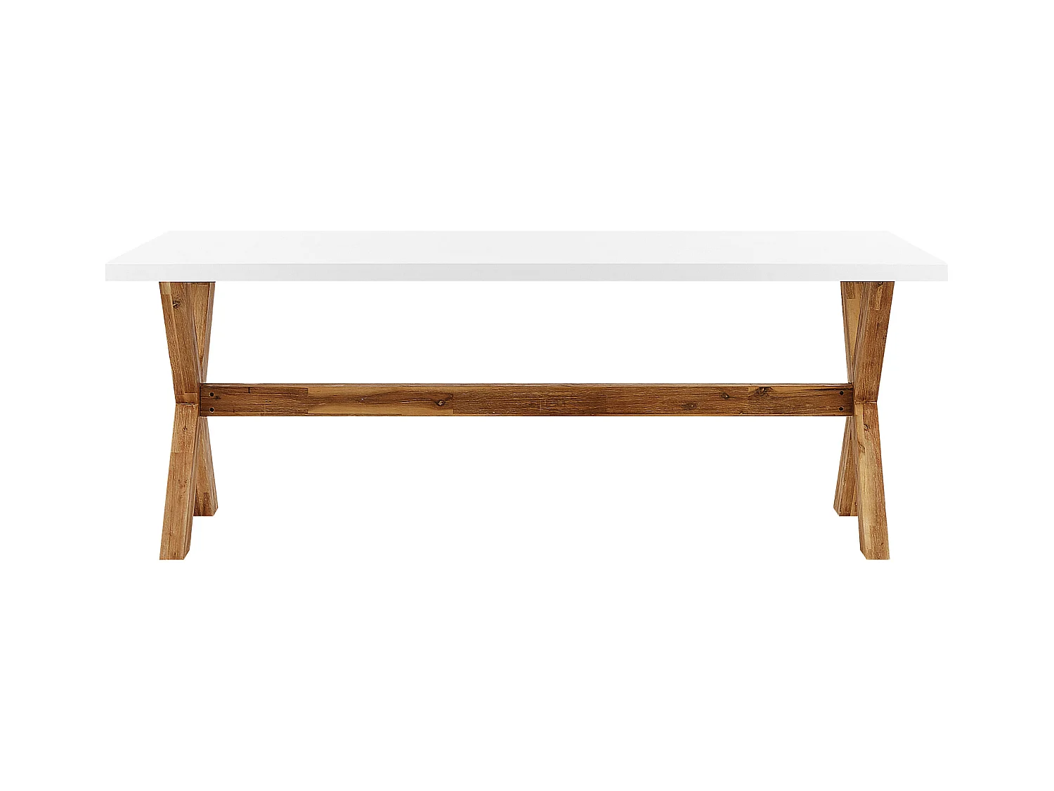 Modernes Gartenset mit Tisch und 2 robusten Bänken aus Faserzement weiß Olbia