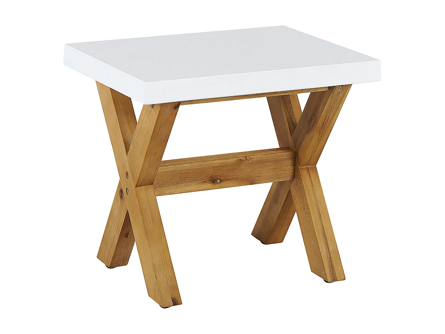 Gartenset weiß Tisch 200x100 cm 8 Hocker Betonplatte Akazienholz Rustikal Olbia