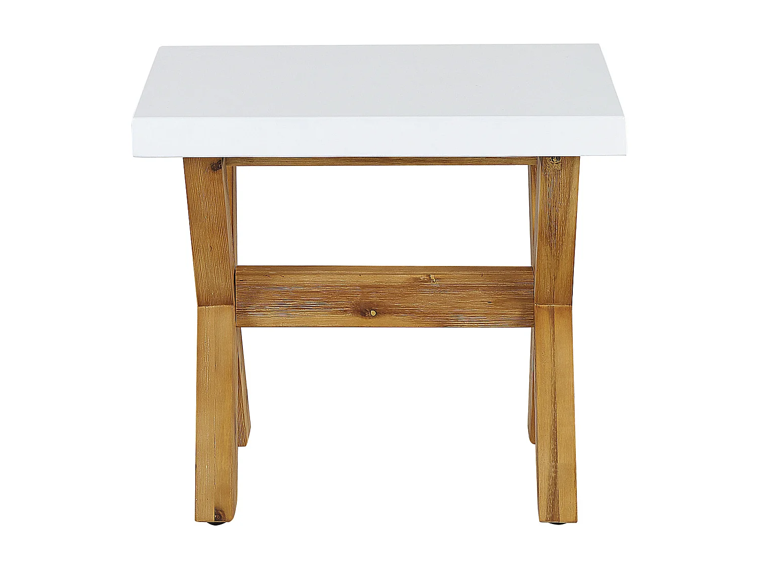 Gartenset weiß Tisch 200x100 cm 8 Hocker Betonplatte Akazienholz Rustikal Olbia