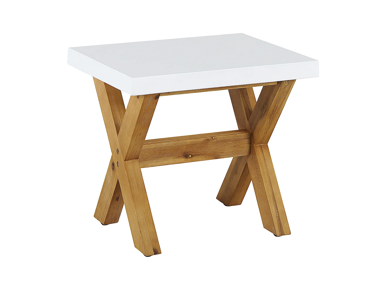 Modernes Gartenset weiss Tisch 2 robuste Hocker 2 Bänke aus Faserzement Olbia