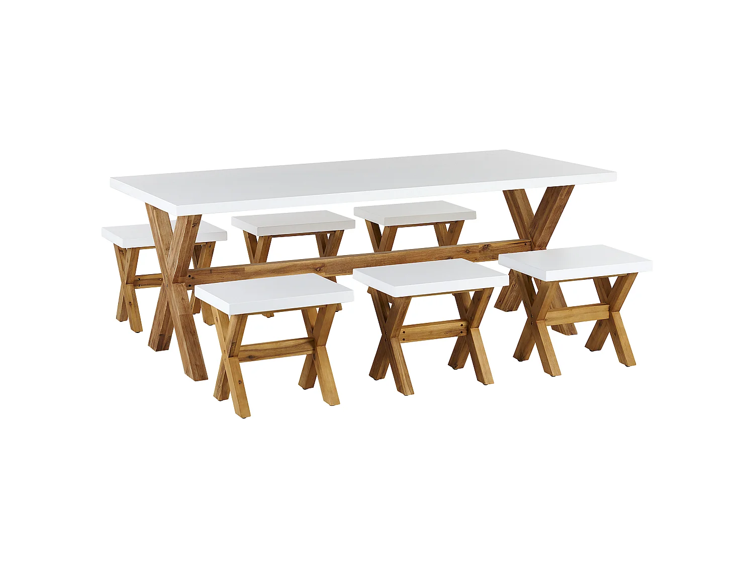 Gartenmöbel Set mit Hockern 6-Sitzer OLBIA Beton Weiss