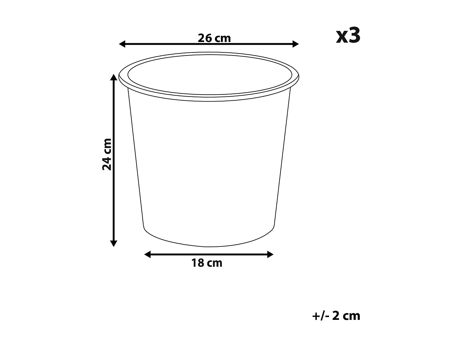 Einsatz für Pflanzkübel 3er Set Kunststoff schwarz rund 26 x 26 x 24 cm BALZO