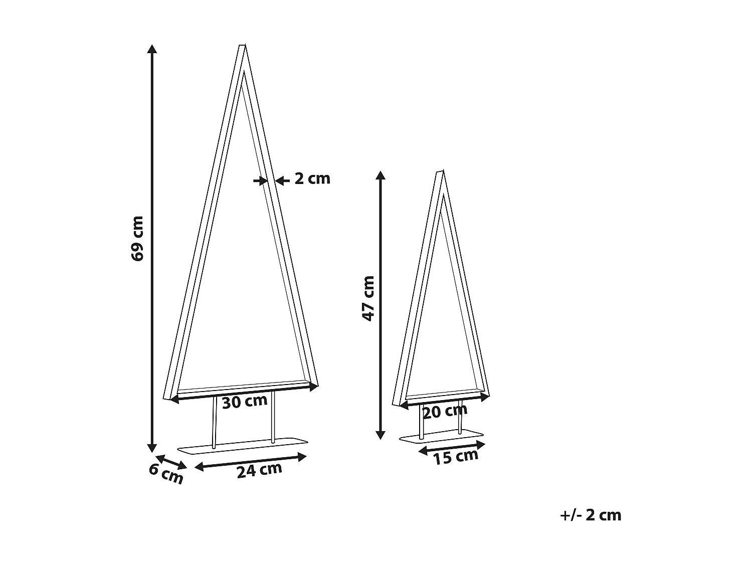 Weihnachtsdekoration 2er Set Metall schwarz mit LED-Beleuchtung Tannenbaum Loppi