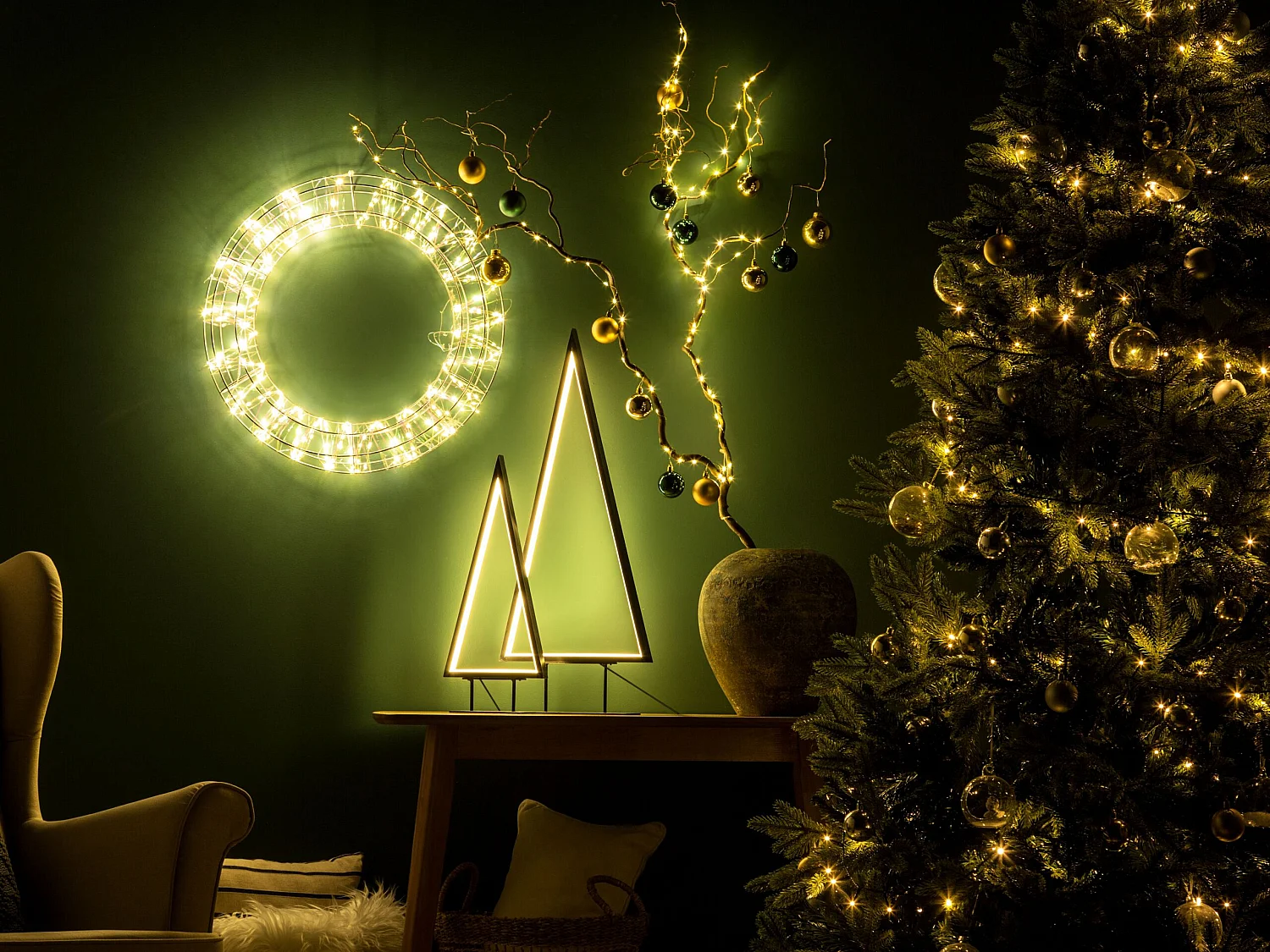 Kerstdecoratie set van 2 LED-verlichting zwart LOPPI