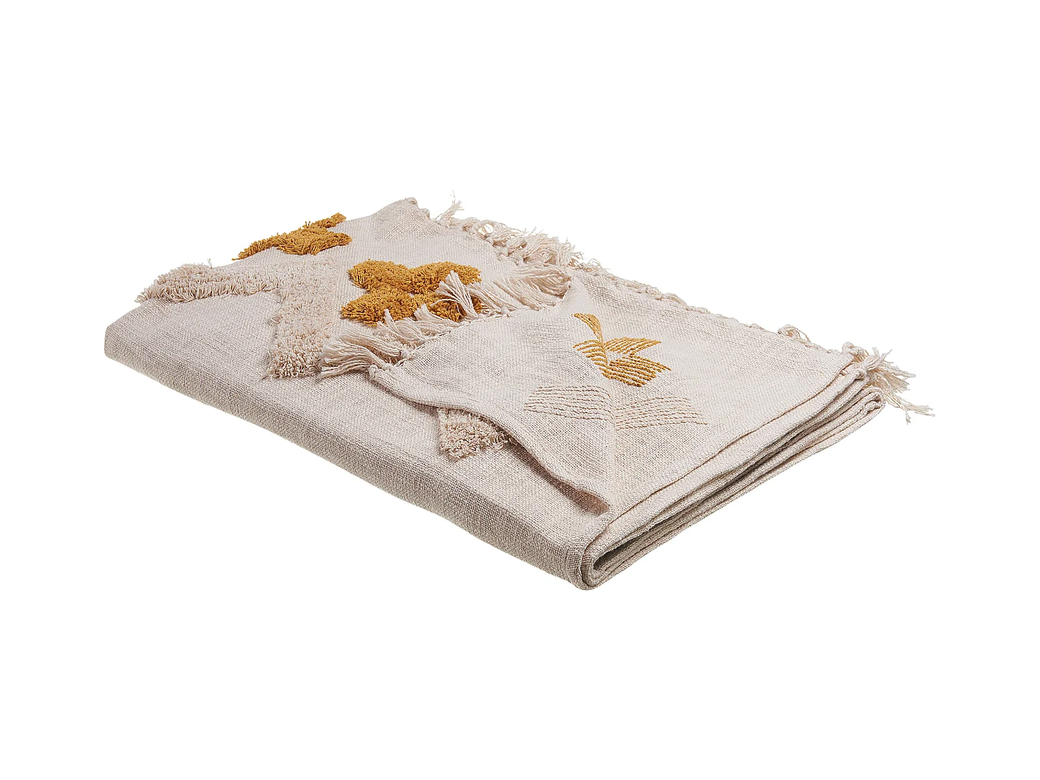 Kuscheldecke Baumwolle 130 x 180 cm abstraktes Muster beige / senfgelb Adoni