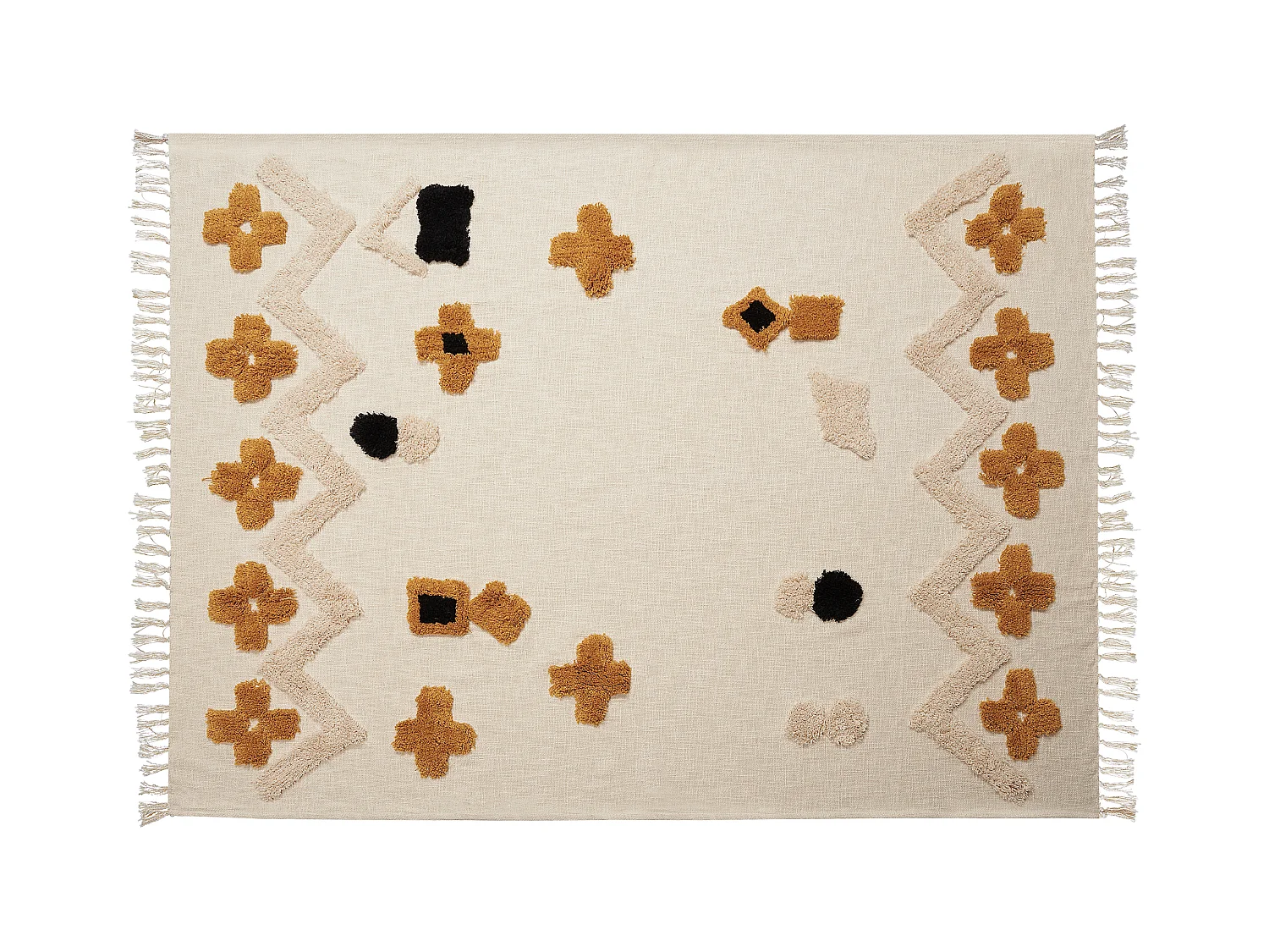 Kuscheldecke Baumwolle 130 x 180 cm abstraktes Muster beige / senfgelb Adoni