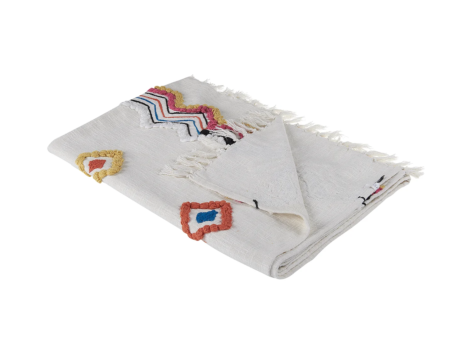 Deko Decke Baumwolle beige/mehfarbig mit Quasten abstrakt 130x180 cm Morena