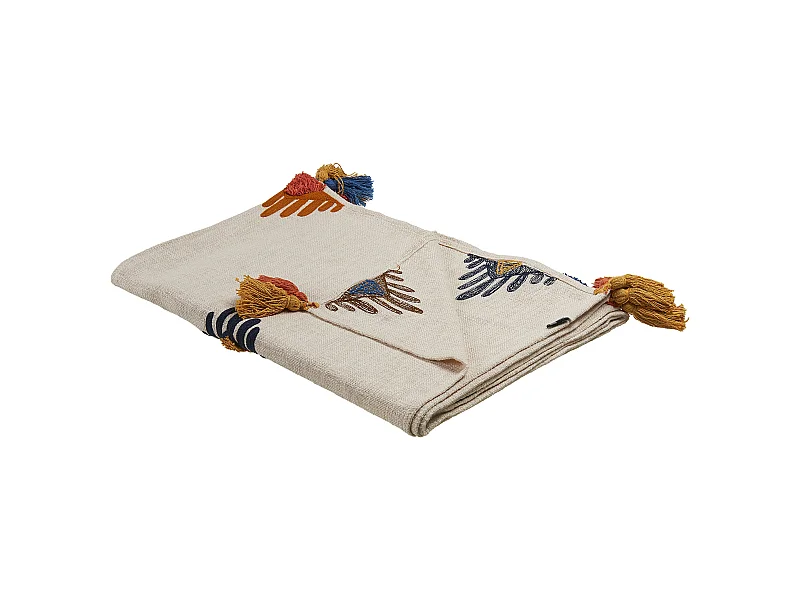 Manta MUNGER Algodão 130 x 180 cm Creme