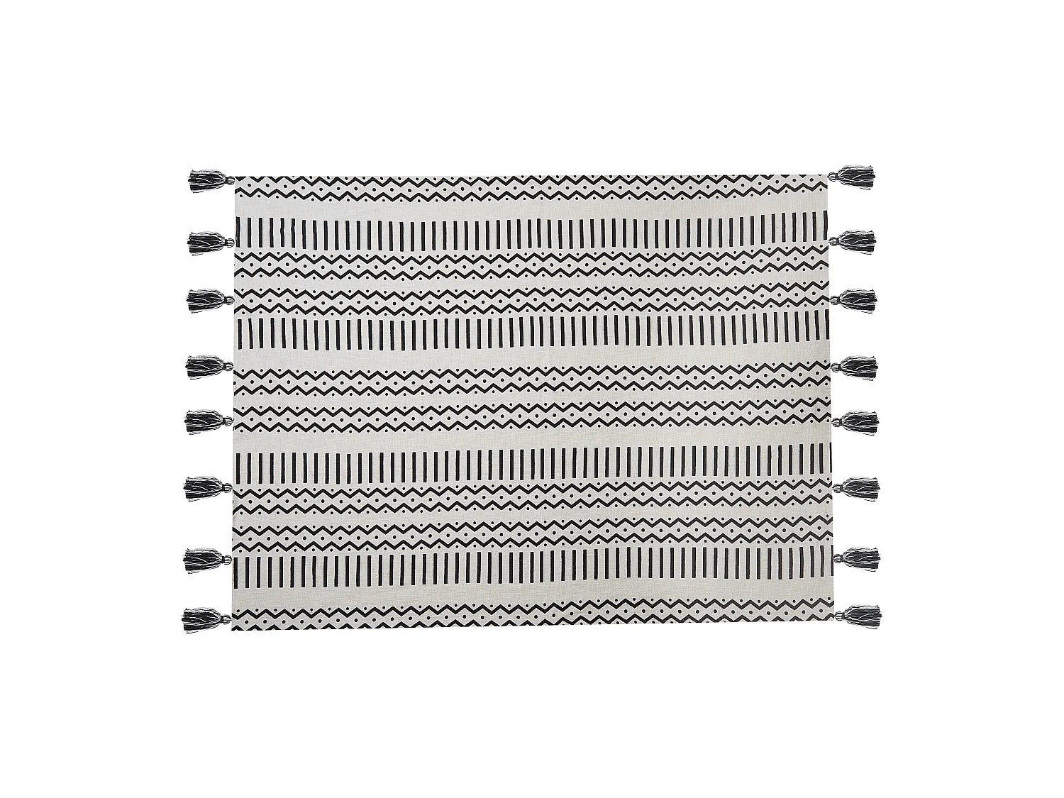 Afrikanisch inspirierte Decke aus Baumwolle mit Fransen schwarz / weiß Unnao