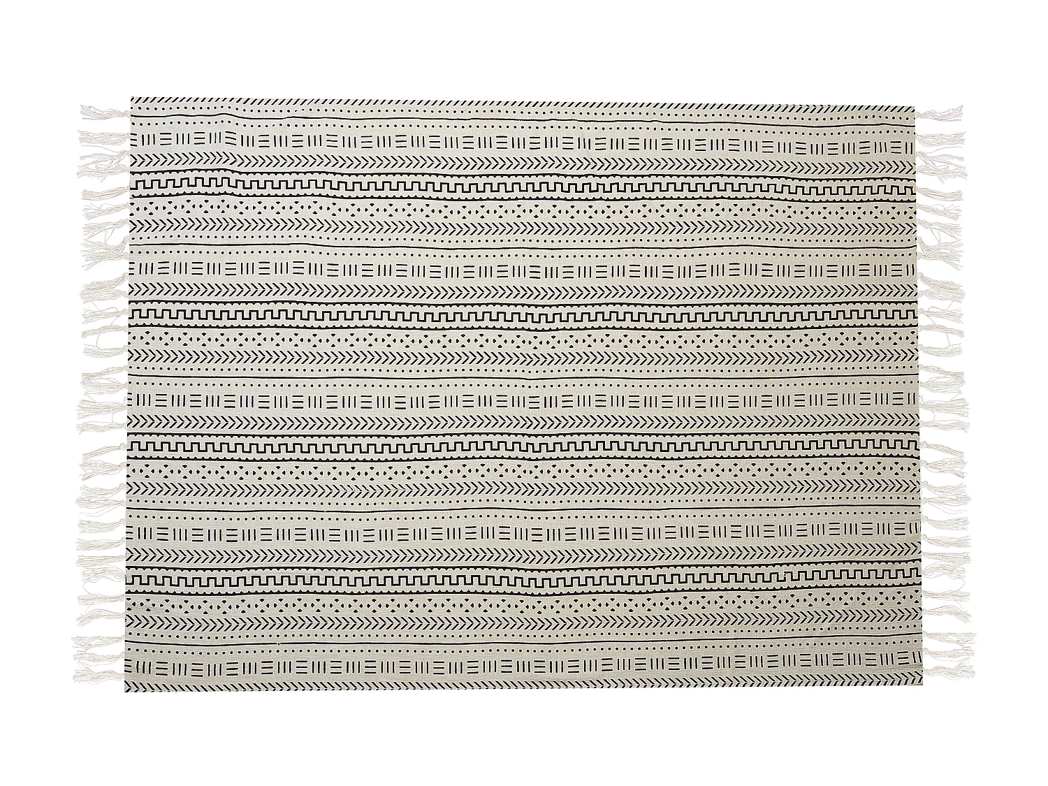 Kuscheldecke Baumwolle orientalisch Quasten 130 x 180 cm weiß / schwarz Panvel