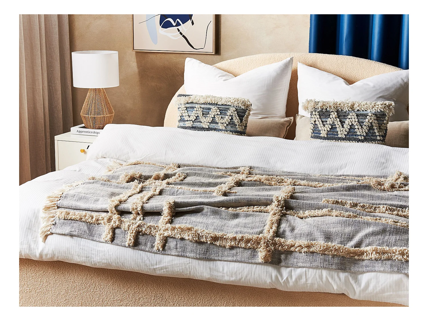 Plaid HOSPET Katoen 130 x 180 cm Grijs