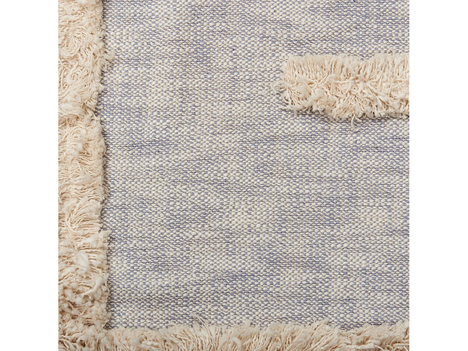 Kuscheldecke Baumwolle grau mit Muster beige Quasten 130 x 180 cm Boho Hospet