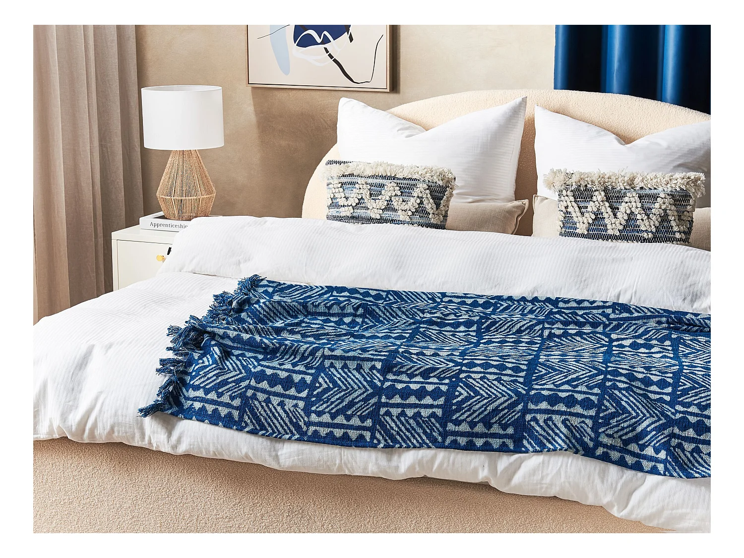 Koc SHIVPURI Bawełna 130 x 180 cm Niebieski