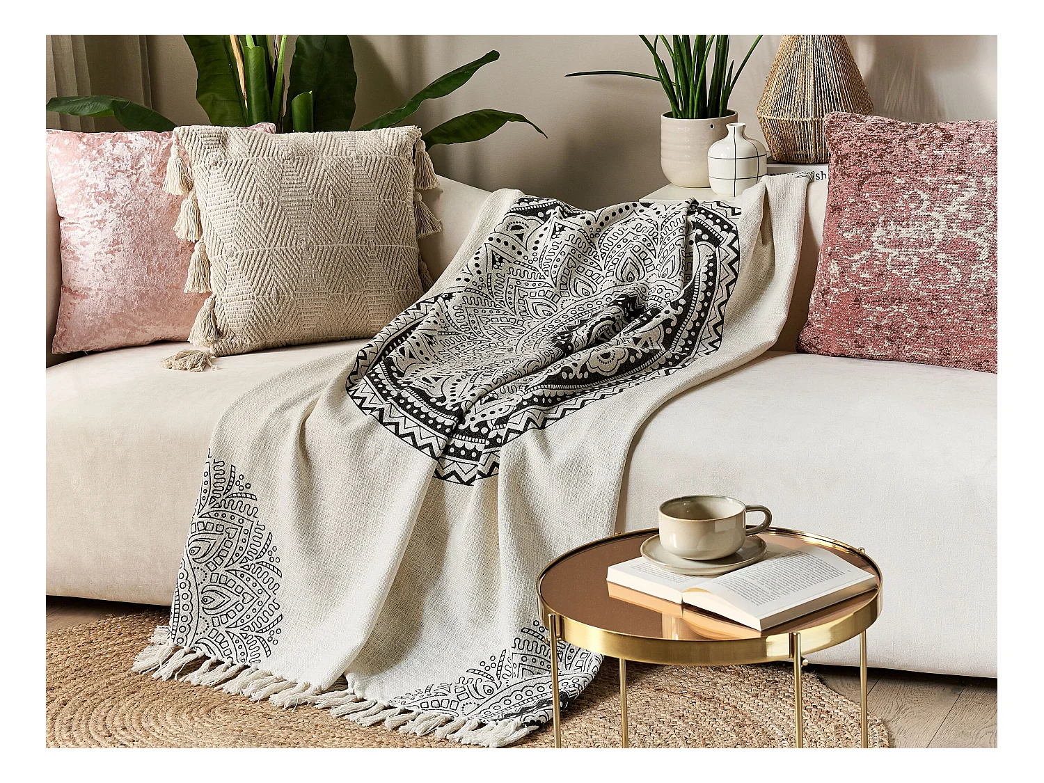 Plaid BERHAMPORE Katoen 130 x 180 cm Beige