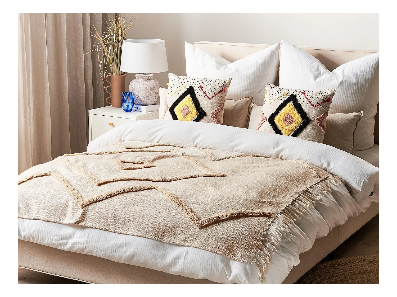 Kuscheldecke JAUNPUR Baumwolle 130 x 180 cm Beige