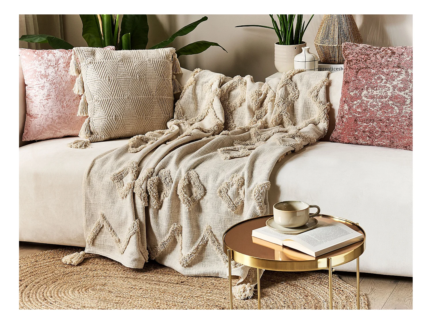 Koc GUNA Bawełna 130 x 180 cm Beżowy