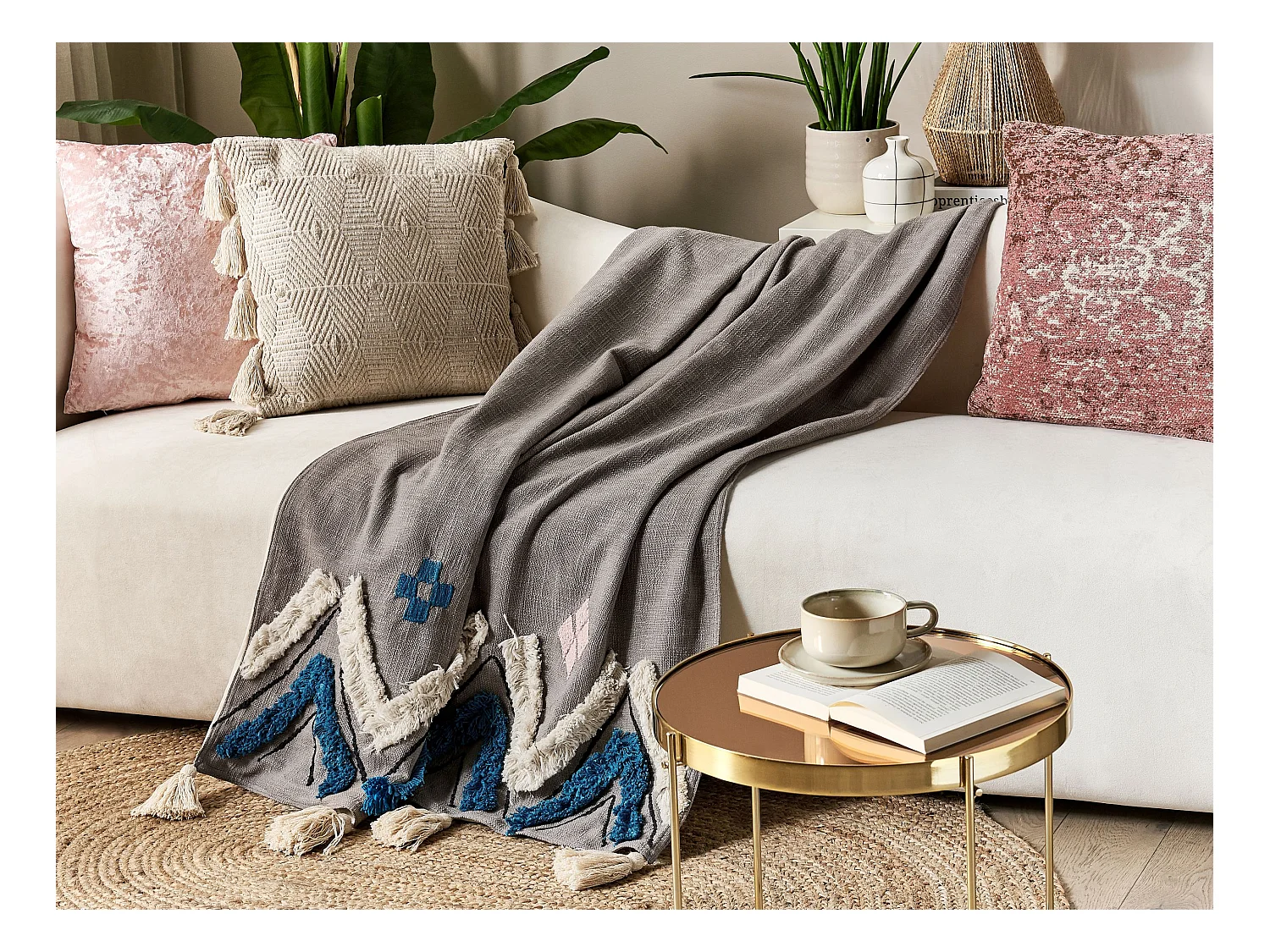 Coperta KOTTAYAM Cotone 130 x 180 cm Grigio