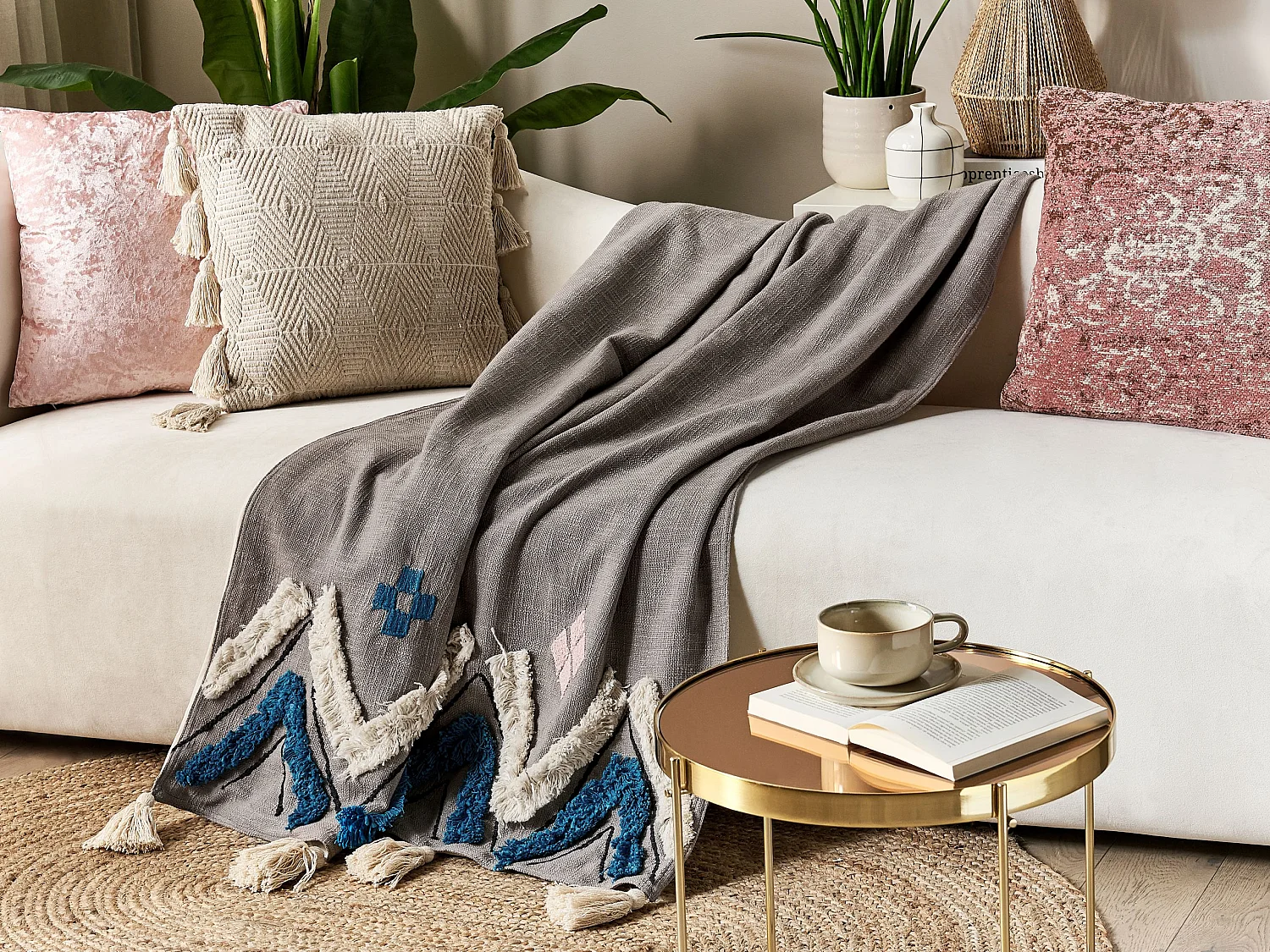 Couverture KOTTAYAM Coton 130 x 180 cm Gris