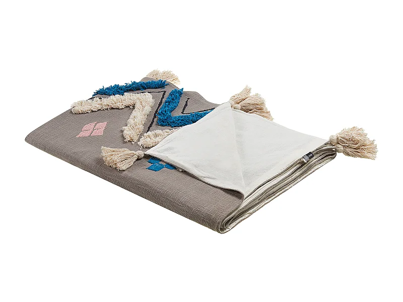 Coperta KOTTAYAM Cotone 130 x 180 cm Grigio